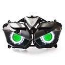 048 Headlight Yamaha Yzf R3 2015 Hid Angel Halos Light Green Demon Eye